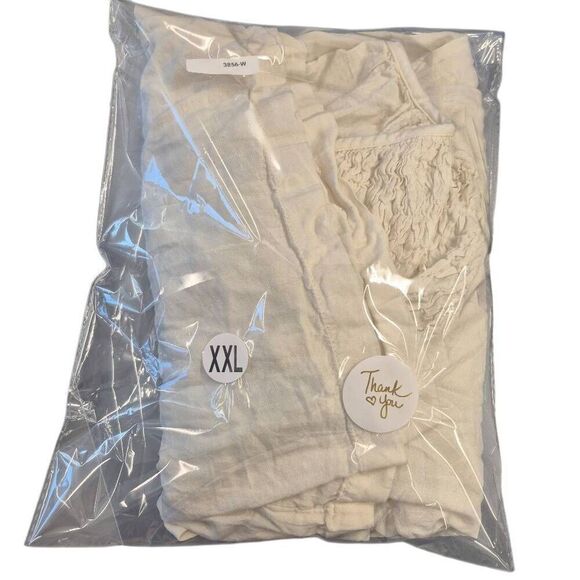 Old Navy Women's Ivory Cotton/Rayon Long Sleeve Prairie Pioneer Shirt w Buttons - Picture 3 of 10